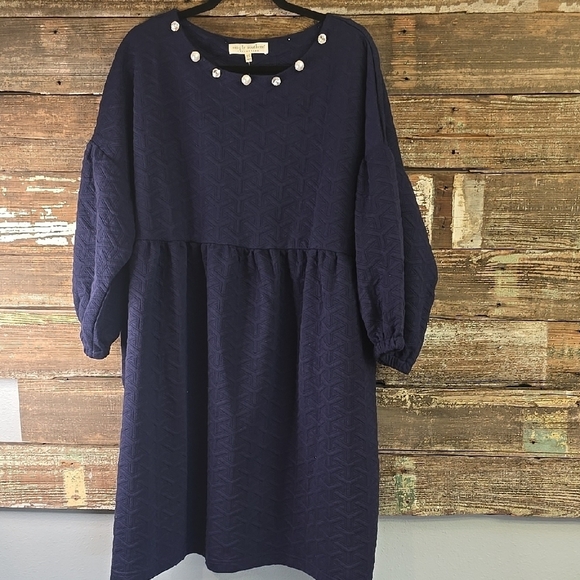 NWT Simply Southern Navy Blue Dress with Pearl Accents, Size XXL - Picture 1 of 6